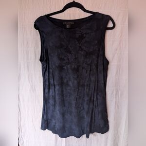Tahari Black And Blue Tie-Dye Tank Top